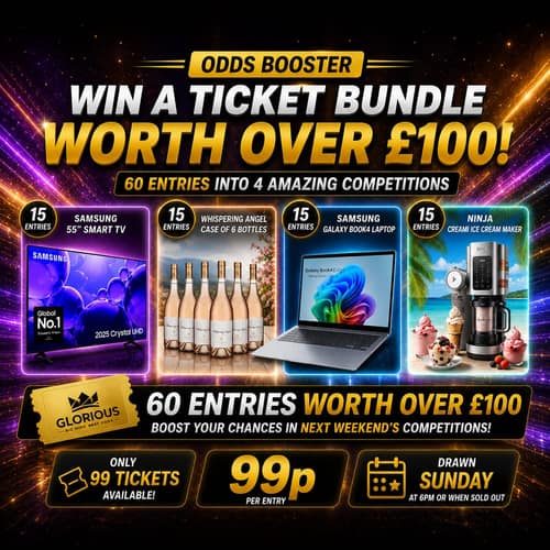 WIN A £100+ COMPETITION TICKET BUNDLE FOR JUST 99P!