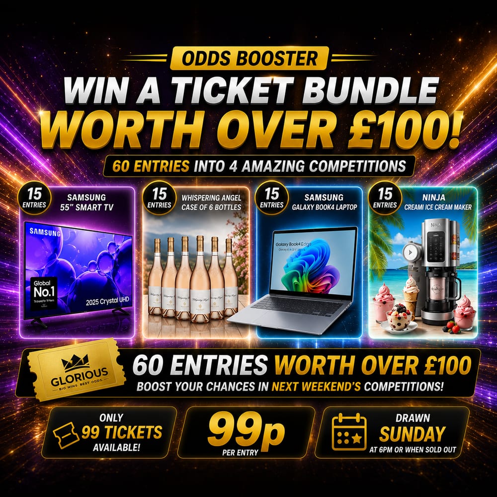 WIN A £100+ COMPETITION TICKET BUNDLE FOR JUST 99P!